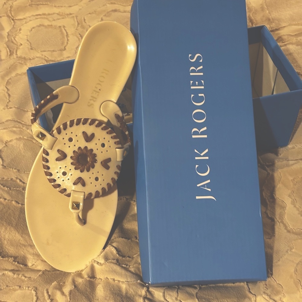 Jack Rogers Cream Jelly Sandals 8